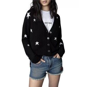 Zadig & Voltaire Mirka Stars Cardigan  Sweater Jumper Top Cashmere Medium $548